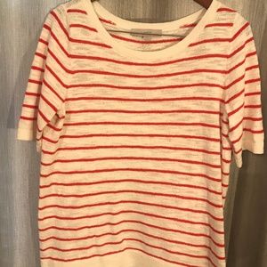 LOFT sweater top - Striped (White/Red Orange)